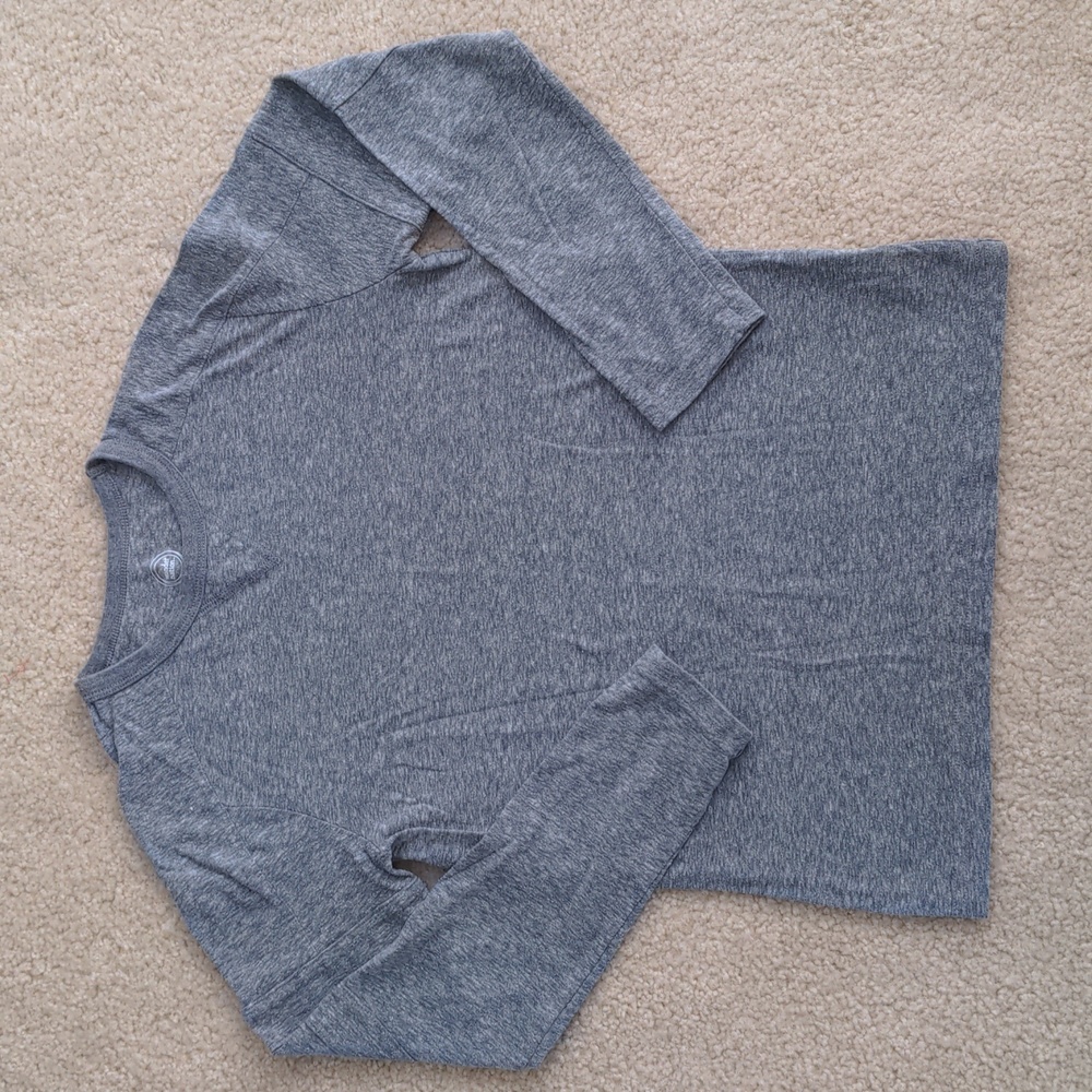 Boys Dark Heather Grey Long Sleeve T-Shirt (Size L 10-12)